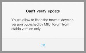 muncul error "Can't verify update"