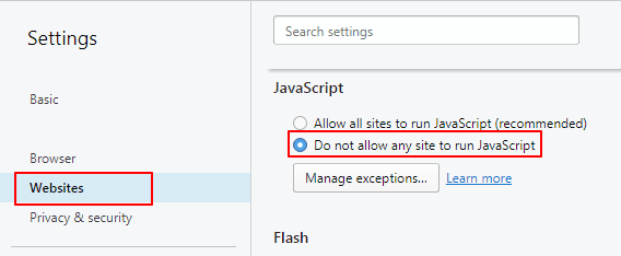 Cara Menonaktifkan/Disable Javascript di Opera Browser