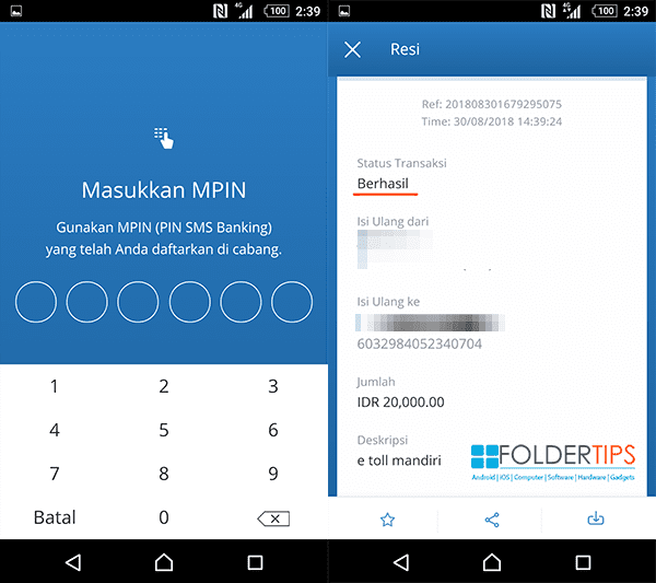 Cara Isi Ulang Mandiri e-Money / e-Toll Card Via Mandiri Online Berfitur NFC