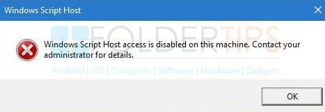 Windows Script Host Access is Disable