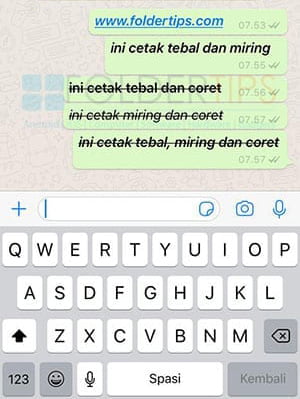 Tulisan Tebal Miring Dicoret WhatsApp