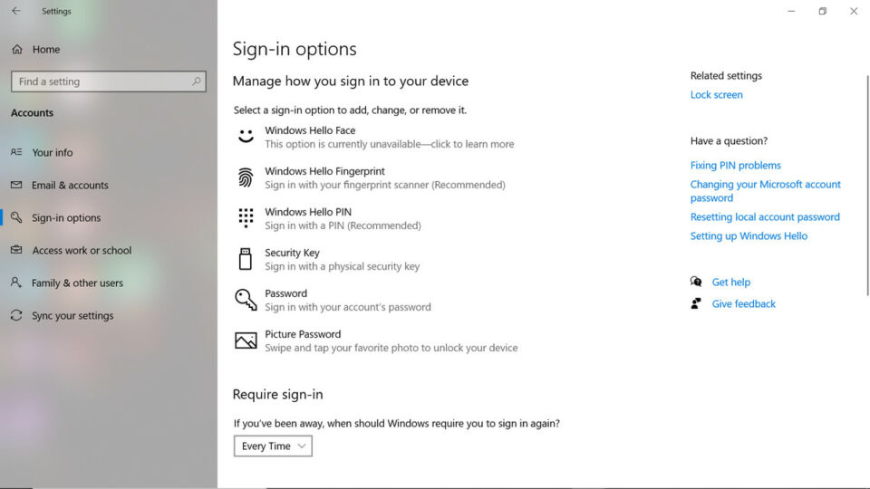 Menu-Sign-in-Options cara menghilangkan lock screen windows 10